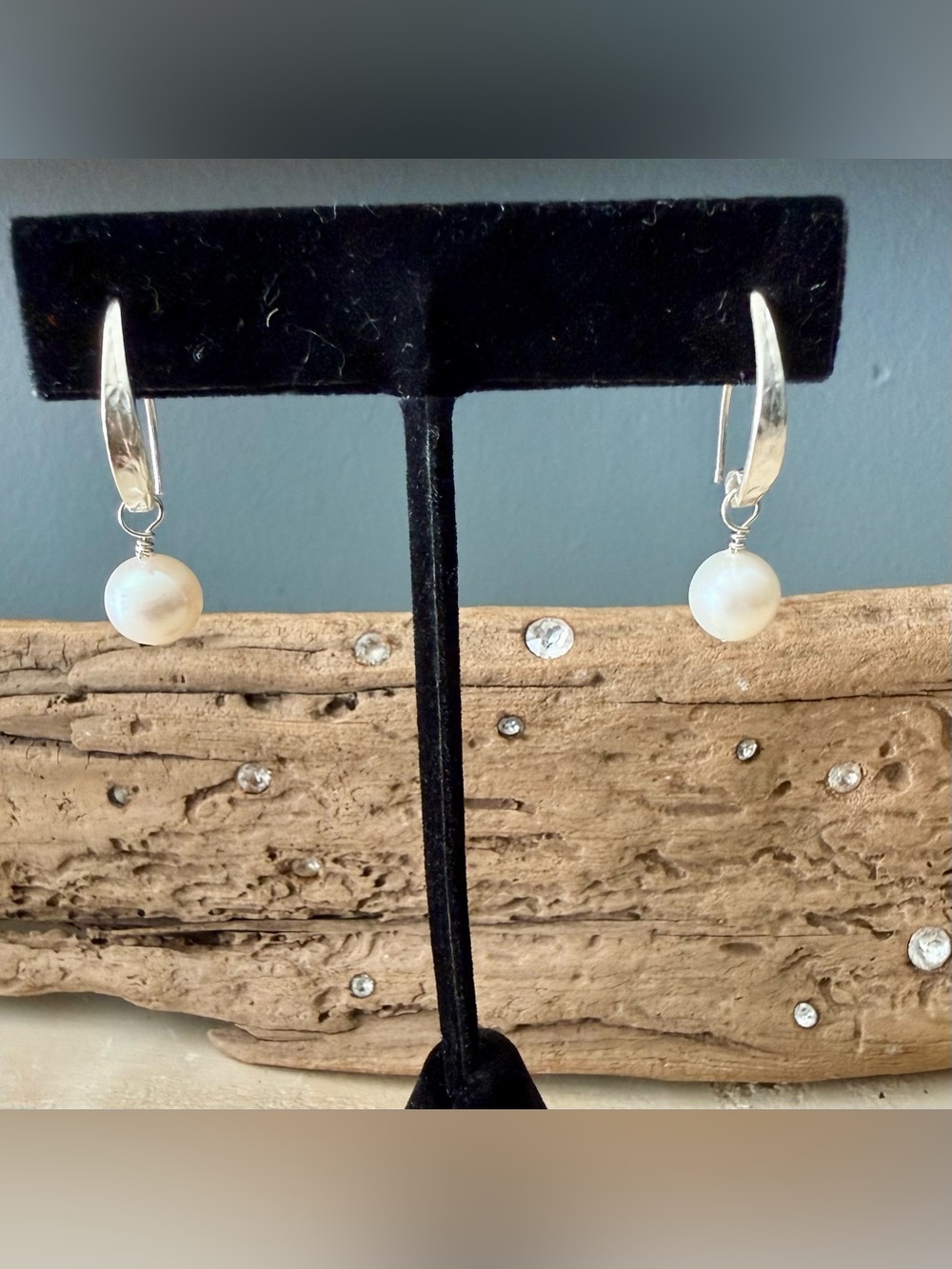 Handcrafted Sterling Silver Pearl Drop Earrings - White Pearl